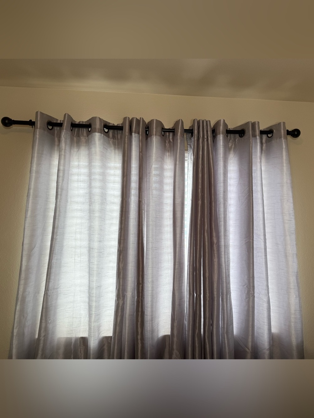 Silver Grommet-Top Window Curtains - 4 Panels